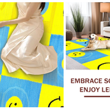 Ultra Soft Area Rug, Non Slip, Stain Resistant, Washable Area Rugs for Living Room, Bedroom, Cheerful Criss-Cross Rainbow Theme(Yellow)