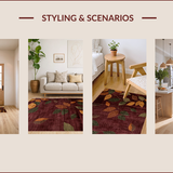 Ultra Soft Area Rug, Non Slip, Stain Resistant, Washable Area Rugs for Living Room, Bedroom, Cozy Earthy Half-Circle Decor(Red)