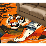 Ultra Soft Area Rug, Non Slip, Stain Resistant, Washable Area Rugs for Living Room, Bedroom, Bold Spiritual Animal Motif(Orange)