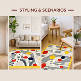 Ultra Soft Area Rug, Non Slip, Stain Resistant, Washable Area Rugs for Living Room, Bedroom, Whimsical Multi-Colored Polka Dot Delight(Yellow)