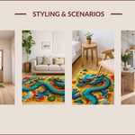 Ultra Soft Area Rug, Non Slip, Stain Resistant, Washable Area Rugs for Living Room, Bedroom, Fantasy Dragon Castle(Yellow) - ODIKA