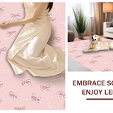 Ultra Soft Area Rug, Non Slip, Stain Resistant, Washable Area Rugs for Living Room, Bedroom, Adorable Bow Ribbon Light Pink Floor Runner(Pink)