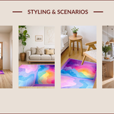 Ultra Soft Area Rug, Non Slip, Stain Resistant, Washable Area Rugs for Living Room, Bedroom, Whimsical Dreamy Spectrum Pattern(Purple)