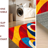 Ultra Soft Area Rug, Non Slip, Stain Resistant, Washable Area Rugs for Living Room, Bedroom, Dynamic Multicolored Swirl Aesthetic(Red)
