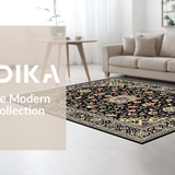 Ultra Soft Area Rug, Non Slip, Stain Resistant, Washable Area Rugs for Living Room, Bedroom, Contemporary Bold Botanical Pattern(Black)
