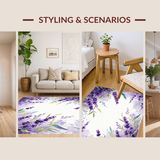 Ultra Soft Area Rug, Non Slip, Stain Resistant, Washable Area Rugs for Living Room, Bedroom, Lavender Pastel Botanical Aesthetic(Purple)