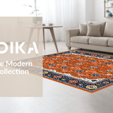 Ultra Soft Area Rug, Non Slip, Stain Resistant, Washable Area Rugs for Living Room, Bedroom, Timeless Vintage Botanical Design(Orange)