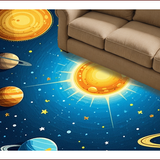 Ultra Soft Area Rug, Non Slip, Stain Resistant, Washable Area Rugs for Living Room, Bedroom, Outer Space Boys Bedroom Vibrant Planet Theme Rug(Blue)