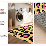 Ultra Soft Area Rug, Non Slip, Stain Resistant, Washable Area Rugs for Living Room, Bedroom, Soft Fluffy Pink Leopard Bedroom Decor(Yellow)
