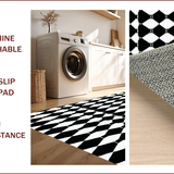 Ultra Soft Area Rug, Non Slip, Stain Resistant, Washable Area Rugs for Living Room, Bedroom, Modern Black Geometric Hallway Runner Non-Skid(Black)