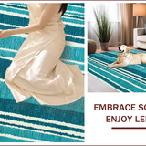 Ultra Soft Area Rug, Non Slip, Stain Resistant, Washable Area Rugs for Living Room, Bedroom, Striped Teal Balcony Minimalist Plastic Carpet(Blue)