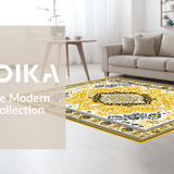 Ultra Soft Area Rug, Non Slip, Stain Resistant, Washable Area Rugs for Living Room, Bedroom, Stylish Earth Toned Lattice Elements(Gold)