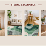 Ultra Soft Area Rug, Non Slip, Stain Resistant, Washable Area Rugs for Living Room, Bedroom, Subtle Gray Tiled Composition(Green)