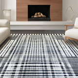 Ultra Soft Area Rug, Non Slip, Stain Resistant, Washable Area Rugs for Living Room, Bedroom, Geometric Black & White Area Rug:  Boho Chic Design(Black)