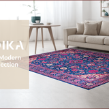 Ultra Soft Area Rug, Non Slip, Stain Resistant, Washable Area Rugs for Living Room, Bedroom, Eclectic Floral Blue Tones(Blue)