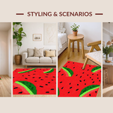 Ultra Soft Area Rug, Non Slip, Stain Resistant, Washable Area Rugs for Living Room, Bedroom, Lively Fruity Decor Style(Red)