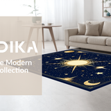 Ultra Soft Area Rug, Non Slip, Stain Resistant, Washable Area Rugs for Living Room, Bedroom, Whimsical Starry Night Imagery(Black)