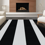 Ultra Soft Area Rug, Non Slip, Stain Resistant, Washable Area Rugs for Living Room, Bedroom, Classic Black and White Trellis(Black)