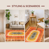 Ultra Soft Area Rug, Non Slip, Stain Resistant, Washable Area Rugs for Living Room, Bedroom, Eclectic Rainbow Abstract Design(Orange)