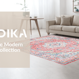 Ultra Soft Area Rug, Non Slip, Stain Resistant, Washable Area Rugs for Living Room, Bedroom, Transitional Soft Toned Artwork(Pink)