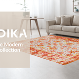 Ultra Soft Area Rug, Non Slip, Stain Resistant, Washable Area Rugs for Living Room, Bedroom, Artistic Whimsical Ogee Print(Red)