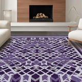 Ultra Soft Area Rug, Non Slip, Stain Resistant, Washable Area Rugs for Living Room, Bedroom, Contemporary Checked Visual Harmony(Purple)