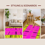 Ultra Soft Area Rug, Non Slip, Stain Resistant, Washable Area Rugs for Living Room, Bedroom, Funky Abstract Shape Arrangement(Pink)