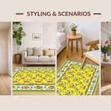 Ultra Soft Area Rug, Non Slip, Stain Resistant, Washable Area Rugs for Living Room, Bedroom, Joyful Floral Scallop Accent(Yellow)