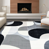 Ultra Soft Area Rug, Non Slip, Stain Resistant, Washable Area Rugs for Living Room, Bedroom, Sleek Contemporary Ripple Effect(Black)