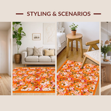 Ultra Soft Area Rug, Non Slip, Stain Resistant, Washable Area Rugs for Living Room, Bedroom, Dynamic Multicolor Geometric Style(Orange)