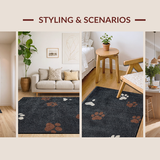 Ultra Soft Area Rug, Non Slip, Stain Resistant, Washable Area Rugs for Living Room, Bedroom, Sophisticated Graphite Paw Print Style(Black)