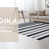 Ultra Soft Area Rug, Non Slip, Stain Resistant, Washable Area Rugs for Living Room, Bedroom, Monochrome Harmony Geometric Striped Carpet Washable Reversible Decor(Black)