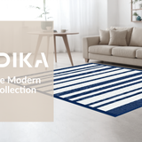 Ultra Soft Area Rug, Non Slip, Stain Resistant, Washable Area Rugs for Living Room, Bedroom, Chic Beachside Linear Design(Blue)