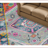 Ultra Soft Area Rug, Non Slip, Stain Resistant, Washable Area Rugs for Living Room, Bedroom, Elegant Vintage Geometric Aesthetic(Gray)