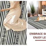 Ultra Soft Area Rug, Non Slip, Stain Resistant, Washable Area Rugs for Living Room, Bedroom, Wild Savanna Inspired Carpet With Sophisticated Contrast Line Arrangement(Black)
