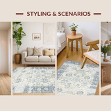 Ultra Soft Area Rug, Non Slip, Stain Resistant, Washable Area Rugs for Living Room, Bedroom, Rustic Two-Toned Botanical Style(Beige)