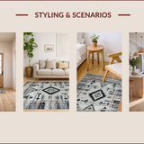 Ultra Soft Area Rug, Non Slip, Stain Resistant, Washable Area Rugs for Living Room, Bedroom, Chic Southwest Inspired Design(Gray)