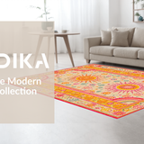 Ultra Soft Area Rug, Non Slip, Stain Resistant, Washable Area Rugs for Living Room, Bedroom, Artistic Round Sunray Design Element(Yellow)