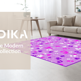 Ultra Soft Area Rug, Non Slip, Stain Resistant, Washable Area Rugs for Living Room, Bedroom, Whimsical Colorful Paw Print Aesthetic(Purple)