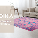 Ultra Soft Area Rug, Non Slip, Stain Resistant, Washable Area Rugs for Living Room, Bedroom, Elegant Retro Linear Aesthetics(Pink)