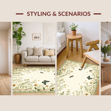 Ultra Soft Area Rug, Non Slip, Stain Resistant, Washable Area Rugs for Living Room, Bedroom, Stylish Ethereal Insect and Flora Blend(Ivory)