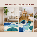 Ultra Soft Area Rug, Non Slip, Stain Resistant, Washable Area Rugs for Living Room, Bedroom, Trendy Soft Sculptural Design(Blue)