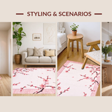 Ultra Soft Area Rug, Non Slip, Stain Resistant, Washable Area Rugs for Living Room, Bedroom, Soft Pastel Japanese Spring Design(Pink)