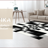 Ultra Soft Area Rug, Non Slip, Stain Resistant, Washable Area Rugs for Living Room, Bedroom, Chic Geometric Contrast Design(Black)
