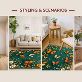 Ultra Soft Area Rug, Non Slip, Stain Resistant, Washable Area Rugs for Living Room, Bedroom, Vibrant Floral Boho Symphony(Green)