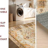 Ultra Soft Area Rug, Non Slip, Stain Resistant, Washable Area Rugs for Living Room, Bedroom, Luxurious Warm Gold Accent Style(Beige)