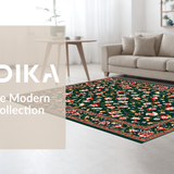Ultra Soft Area Rug, Non Slip, Stain Resistant, Washable Area Rugs for Living Room, Bedroom, Rustic Faded Ornate Pattern(Green)