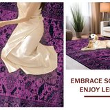Ultra Soft Area Rug, Non Slip, Stain Resistant, Washable Area Rugs for Living Room, Bedroom, Classic Monochrome Trellis Features(Purple)