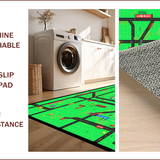 Ultra Soft Area Rug, Non Slip, Stain Resistant, Washable Area Rugs for Living Room, Bedroom, Playful Urban Landscape Aesthetic(Green)