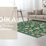 Ultra Soft Area Rug, Non Slip, Stain Resistant, Washable Area Rugs for Living Room, Bedroom, Artful Vintage Inspired Textures(Green)